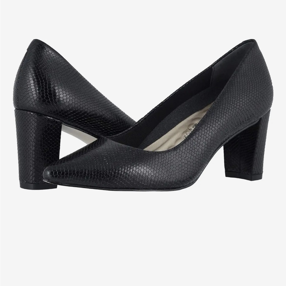 Walking Cradles Black Snake/Leather Heels Wide Fit